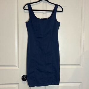 J. Crew Navy Blue Fitted Lightweight Chino Sleeveless Sheath Dress 4 BP792